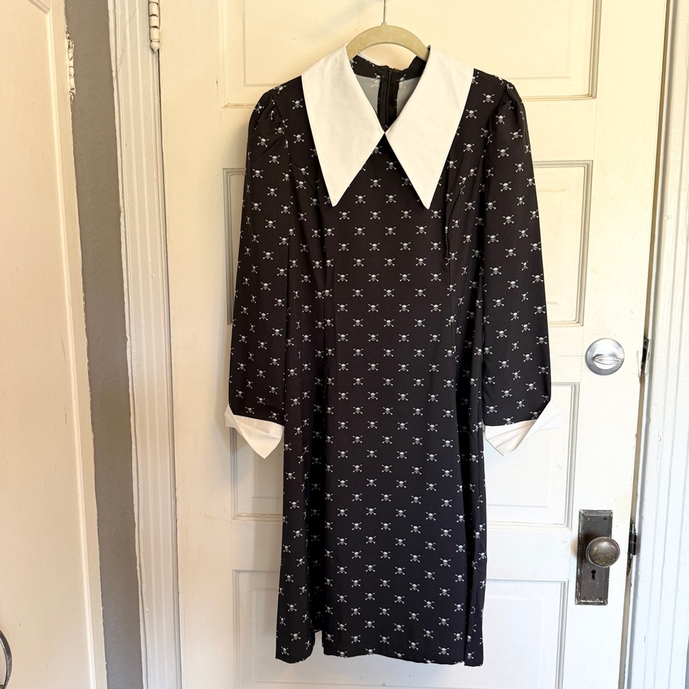 Wednesday Addams Dress w/ Skull Pattern- Medium